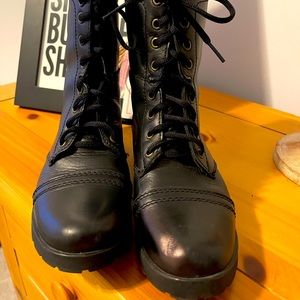 Black combat boot